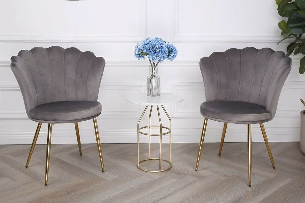 Home Garden Direct Mini Flora Occasional Chair in Grey Velvet with Metal Frame – 2