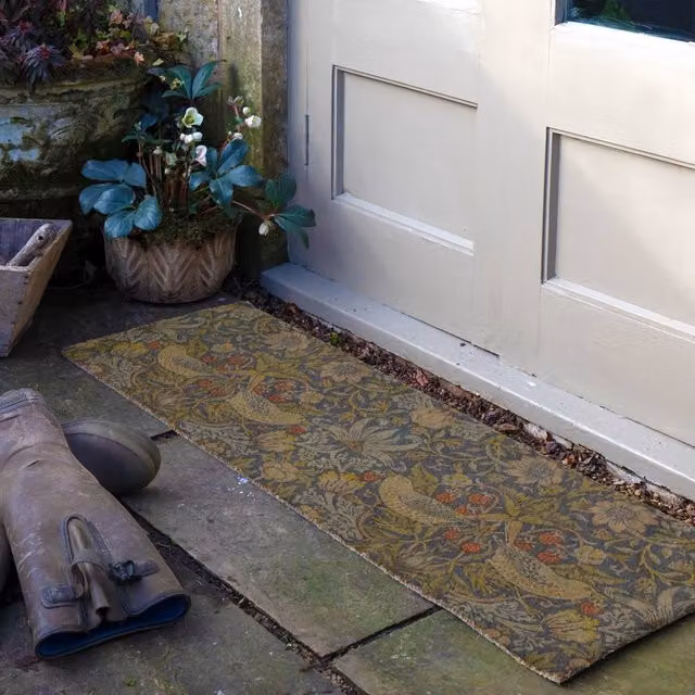 Artsy Mats William Morris Strawberry Thief Coir Doormat, Multicolour, W: 120 cm, D: 40 cm