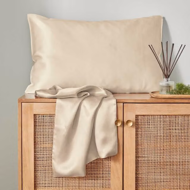 Murmur Plain Beige Breathable Silk and Linen Standard Pillowcase