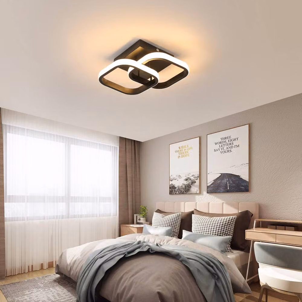 COMELY 22W Modern Square LED Ceiling Light in Black with CCT Colour Temperature Control – 2