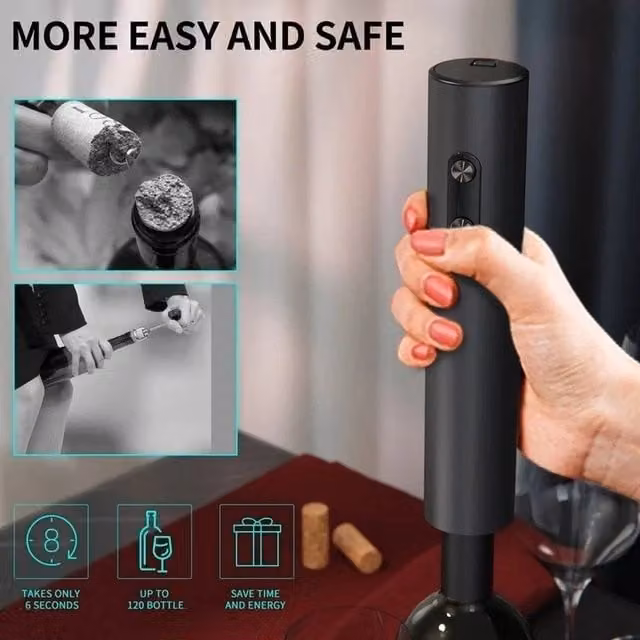 EONLION Electric Automatic Wine Bottle Opener Corkscrew in Black