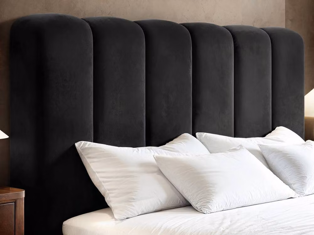 Solace+Co Emilie Ribbed Ottoman Bed in Black Velvet, W/D/H: 180 x 200 x 114 cm – 3