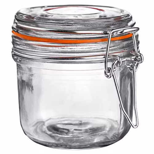 Argon Tableware 6 Pack Transparent Glass Storage Jars with Airtight Stainless Steel Clip Lids and Silicone Seals, 200ml – 3