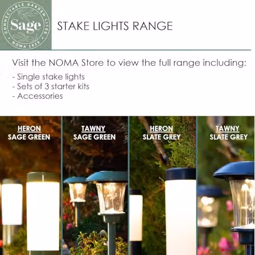 Noma Sage Starter Set of 3 Green Border Lights with Warm White LED and Power Supply Included – 4
