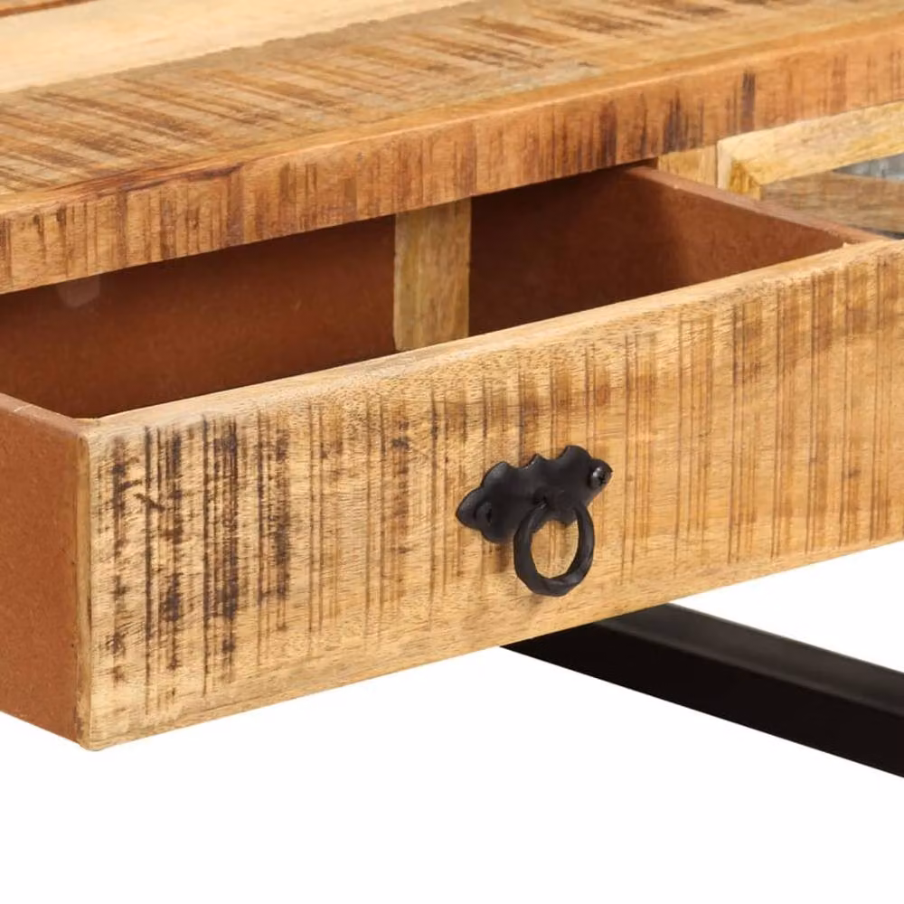 Berkfield Home Beautiful Coffee Table in Brown Solid Mango Wood, W: 110 cm, D: 50 cm, H: 38 cm – 4