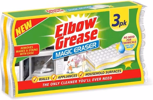 Elbow Grease White Sponge Scourers, Pack of 3