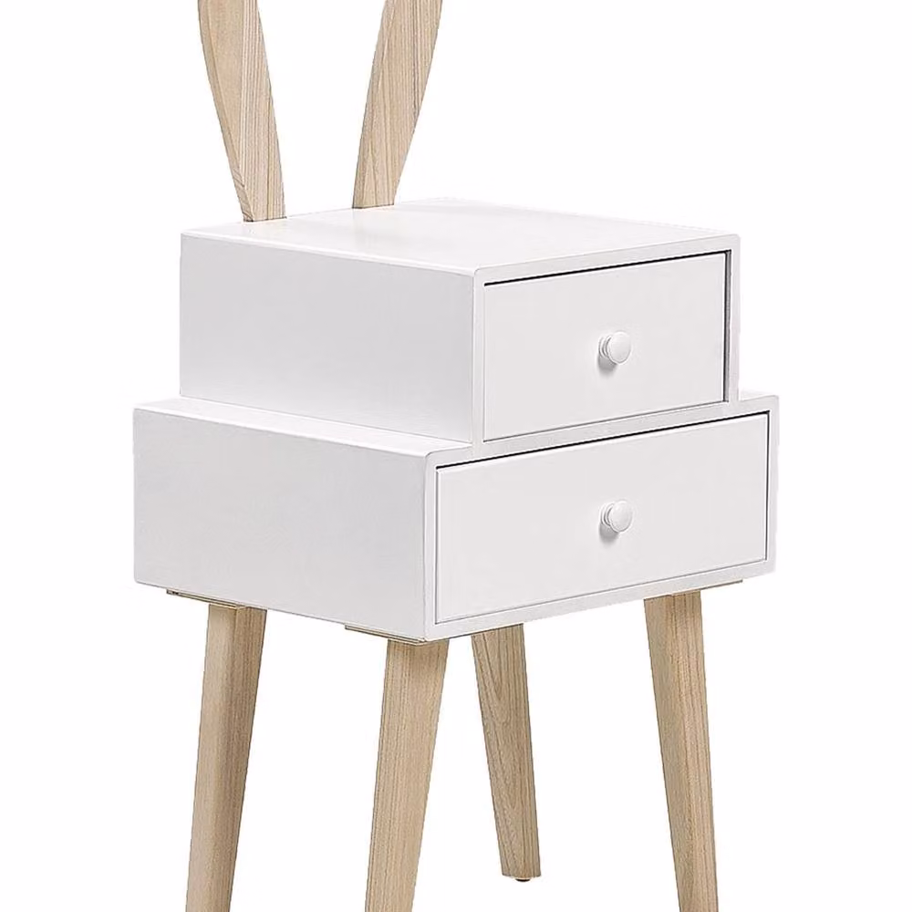 Wyld and Coco Bunny Ear Nightstand in White Finish with 2 Drawers – 2