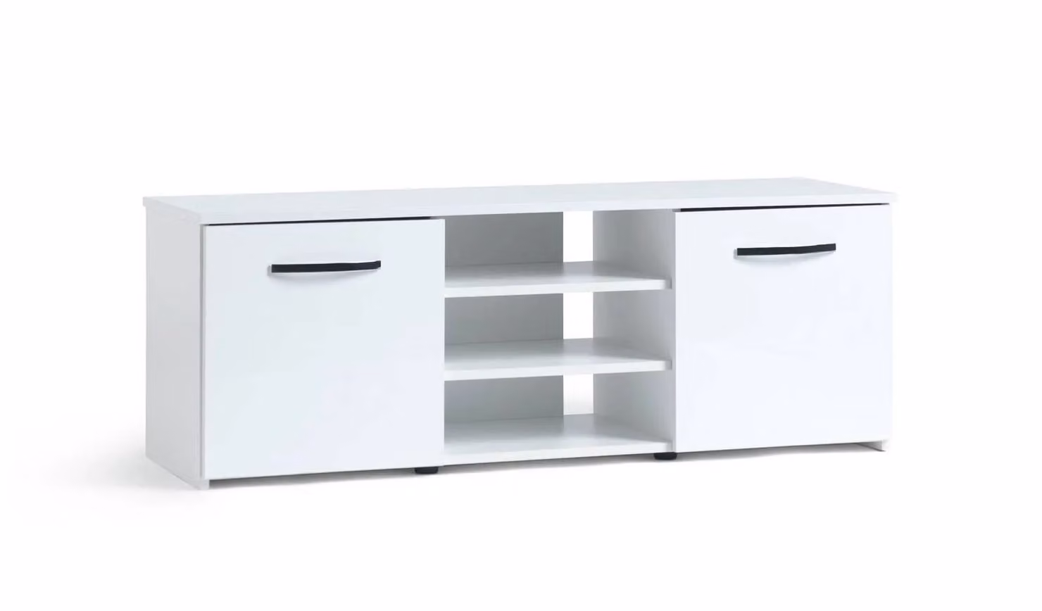 Hayward 2 Door Small TV Unit White Gloss Modern Media Storage Cabinet W/D/H: 120 x 38.9 x 43.1 cm