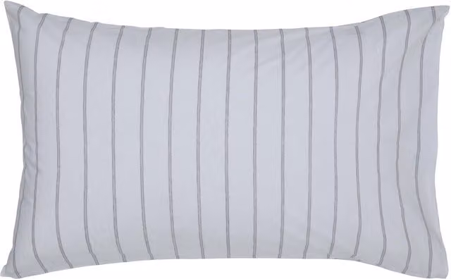Murmur Olivia Reversible Striped Cotton Percale Standard Pillowcase Pair in Grey and White