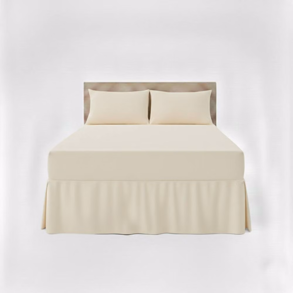 Snug City Small Double Polycotton Fitted Valance Bed Sheet with Frill in Beige, W/D/H: 120 x 200 cm – 2