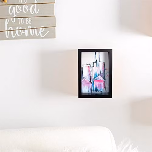 Nicola Spring Set of 5 Modern Rectangular 3D Deep Shadow Box Photo Frames in Black – 3