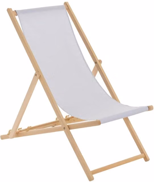 Harbour Housewares Wooden Folding Garden Sun Lounger Deck Chair in Light Grey