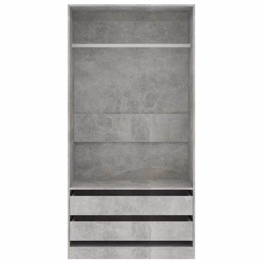 Berkfield Home Modern Grey Wardrobe with Integrated Drawers and Hanging Rod, W/D/H: 100 x 50 x 200 cm – 3
