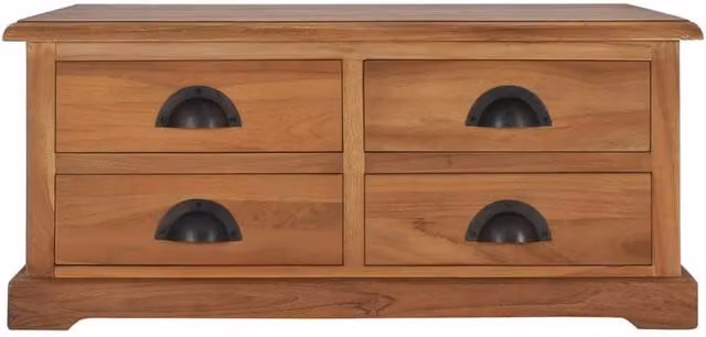 Berkfield Home Rustic Solid Teak Wood Coffee Table, Brown, W/D/H: 68 x 68 x 30 cm – 1