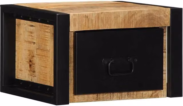Berkfield Home Set of 2 Rustic Mango Wood Bedside Cabinets in Brown, W/D/H: 40 x 35 x 25 cm