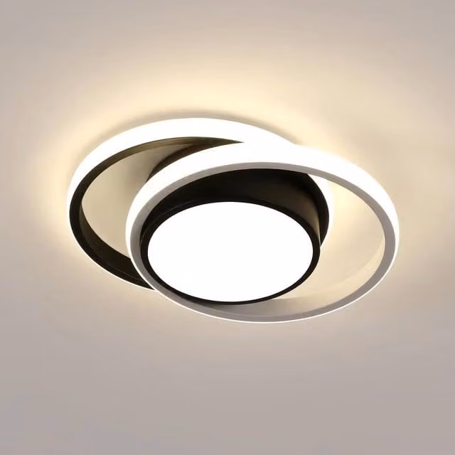 Pheashine Modern LED Ring Ceiling Light, 32W, Black
