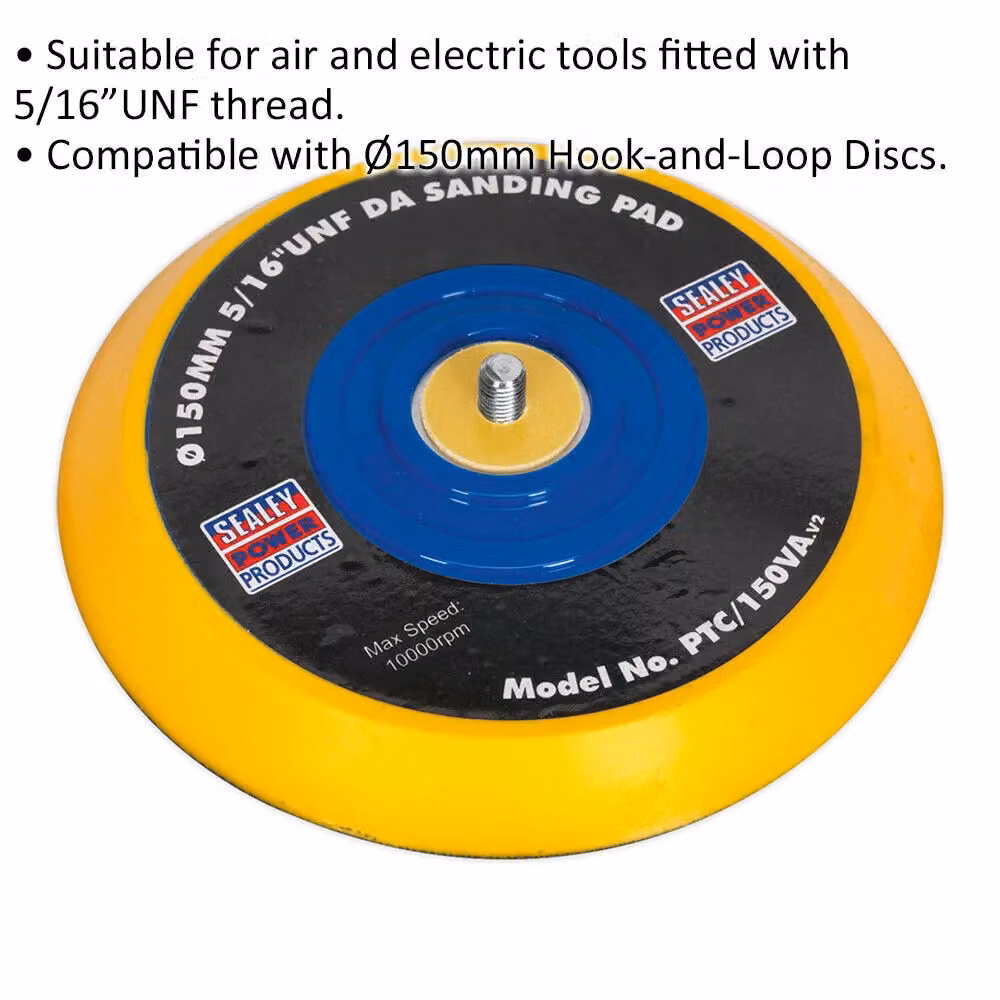 Loops 145mm DA Backing Pad for Hook and Loop Discs with 5/16 Inch UNF Thread in Multicolour – 2