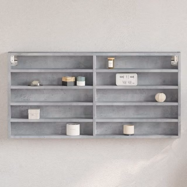 Berkfield Home Vitrine Cabinet in Concrete Grey with Glass Doors, W: 100 cm, H: 50 cm, D: 8.5 cm – 1
