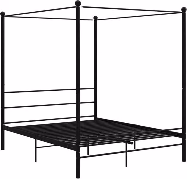 Berkfield Home Black Metal Canopy Bed Frame W/D/H: 160 x 200 cm
