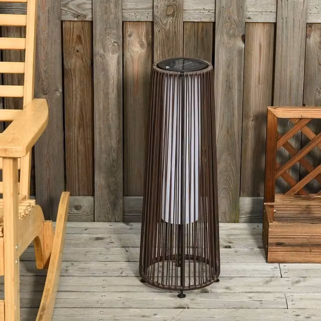 Outsunny Solar Powered Garden Light with Dusk Sensor in Brown