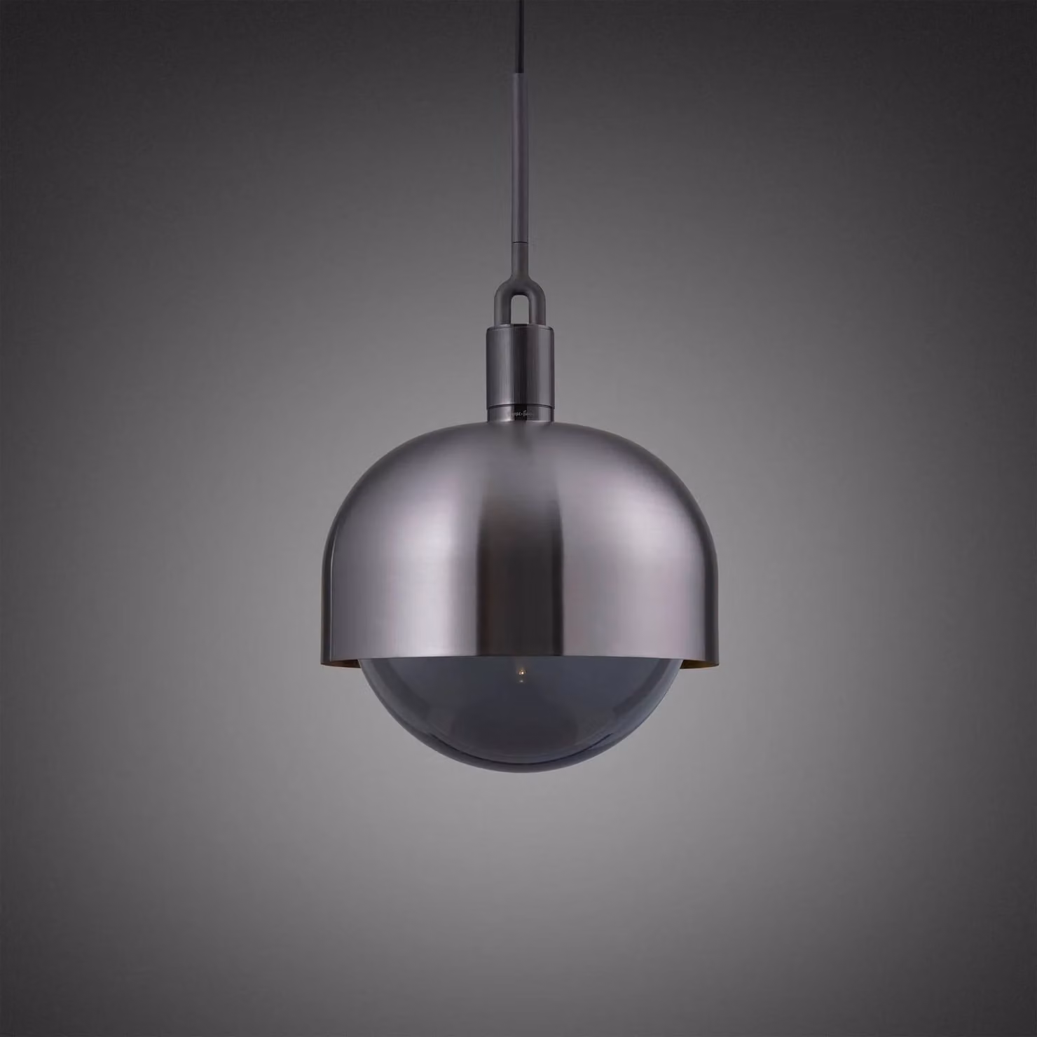 Buster + Punch Forked Pendant Light with Smoked Glass Globe in Black and Gold/Brass