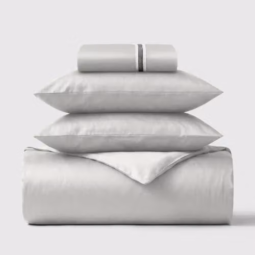 Bedable 460 Thread Count 100% Cotton Sateen Bedding Set in Grey, Super King – 1