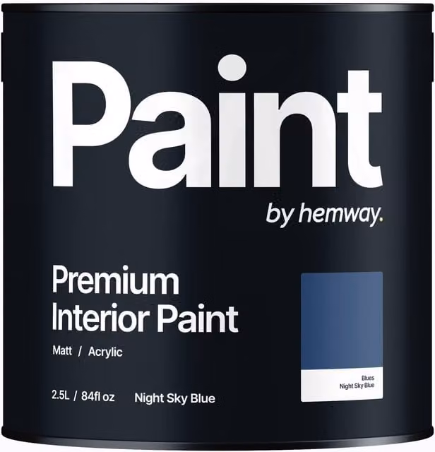 Hemway Matt Acrylic Interior Paint in Night Sky Blue, 2.5 l