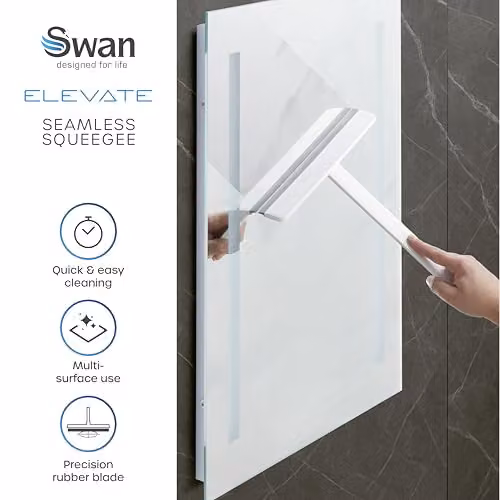 Swan Elevate Seamless Rubber Squeegee with Telescopic Handle and Wall Mountable Design, White – 2
