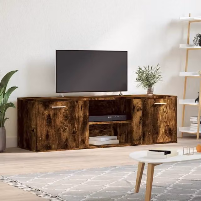 Berkfield Home Smoked Oak TV Cabinet in Brown, W/D/H: 120 x 34 x 37 cm – 1