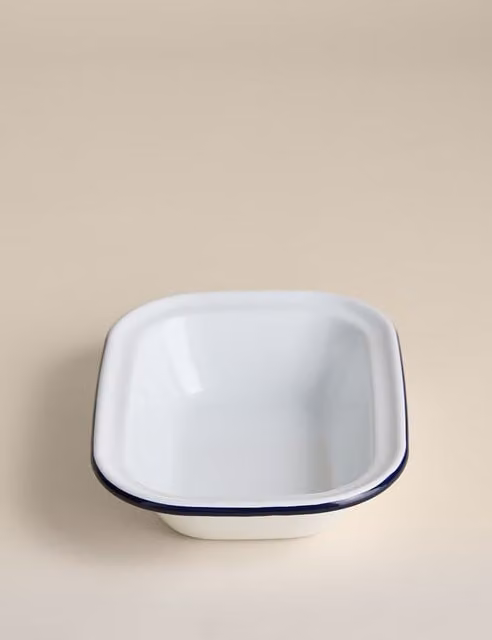 M&S Enamel Pie Dish, Blue and White, 24 cm