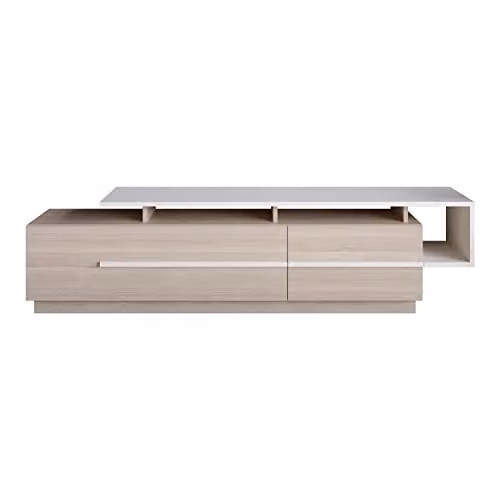 Decorotika Pia Modern TV Unit and Media Console in Cordoba and White, W: 160 cm, H: 48 cm, D: 38 cm