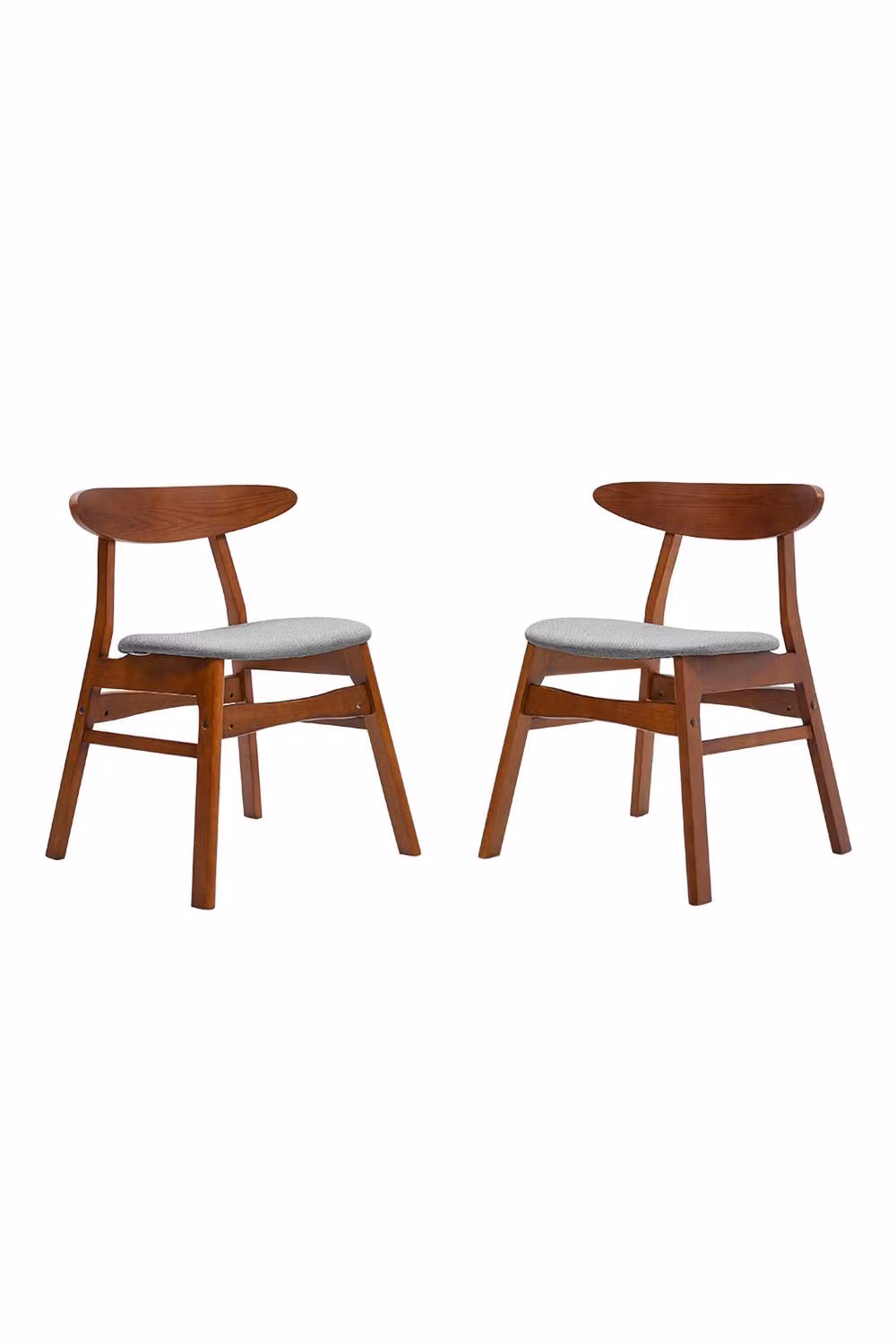 Garden Sanctuary 2-Piece Upholstered Dining Chairs with Rubberwood Legs in Grey and Brown – 2