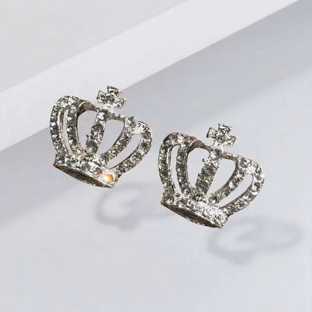 Syntego Pack of 2 Luxury Crown Jewel Embellishments with Cross and Grade A Rhinestones in Silver