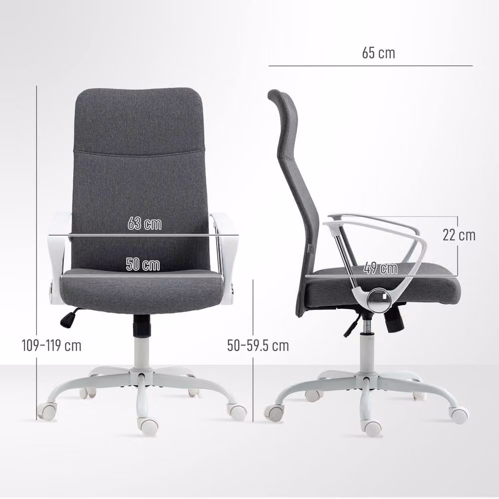 STILVORA Grey Fabric Task Chair with High Curved Back and Swivel Function, W/D/H: 65 x 63 x 120 cm – 2
