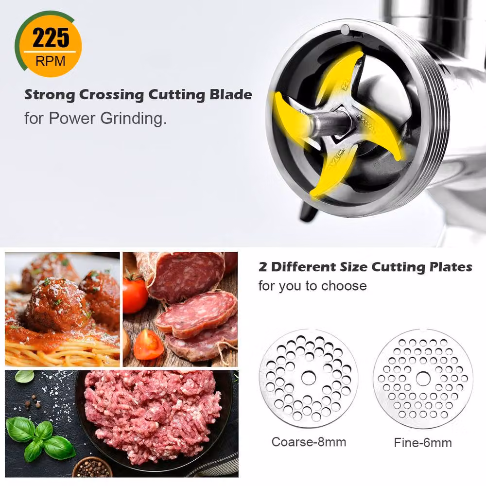 Costway 3-in-1 Electric Meat Grinder and Sausage Stuffer with 750W Motor in Silver – 6