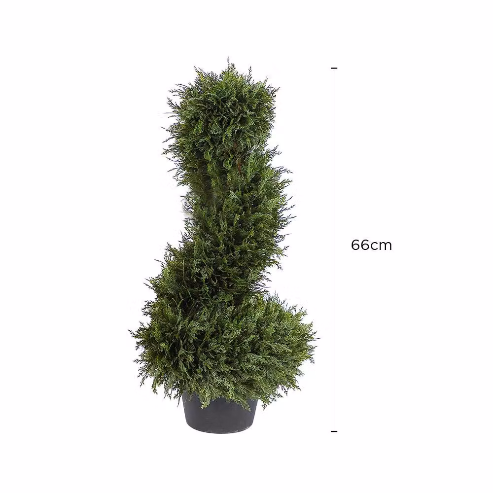Voltico Set of 2 Green Artificial Spiral Pine Trees, Height: 66 cm – 3