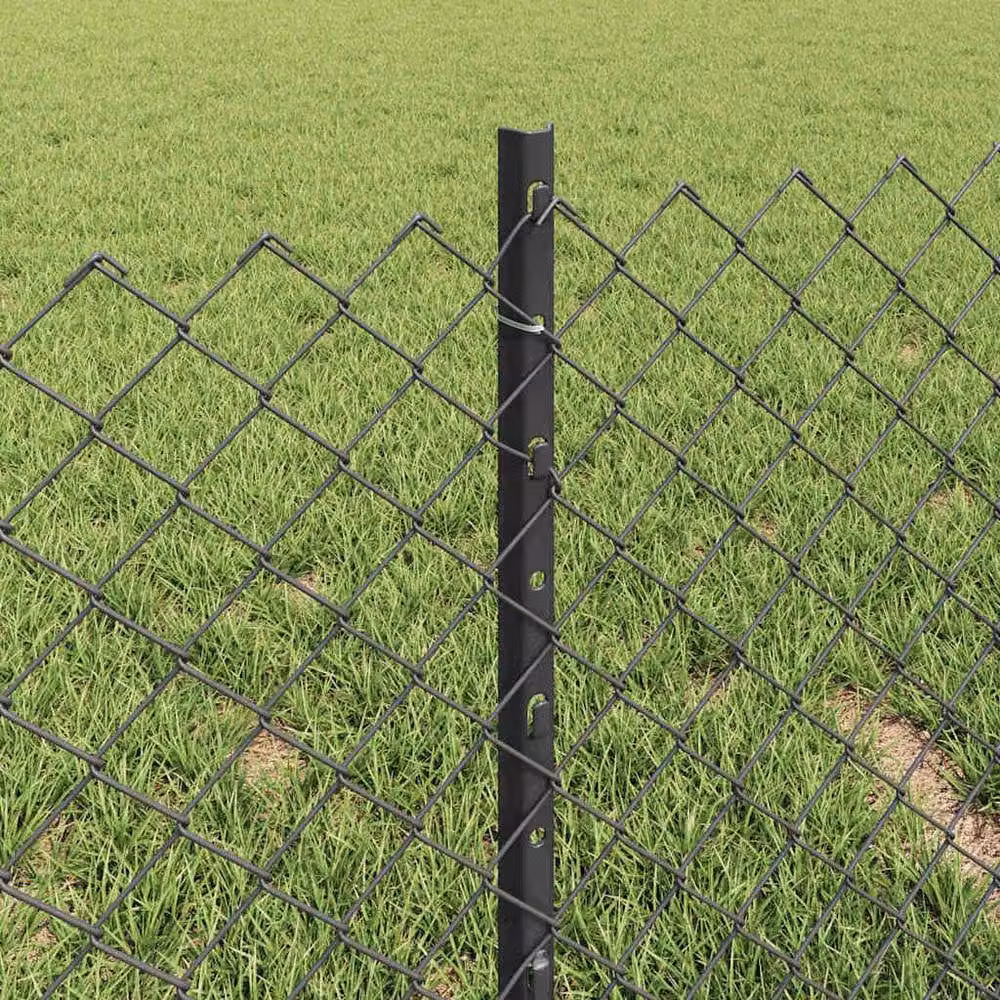 Berkfield Home Practical Steel Chain Link Fence with 10 U-Profile Posts, Grey, W: 10 m, H: 0.4 m – 3