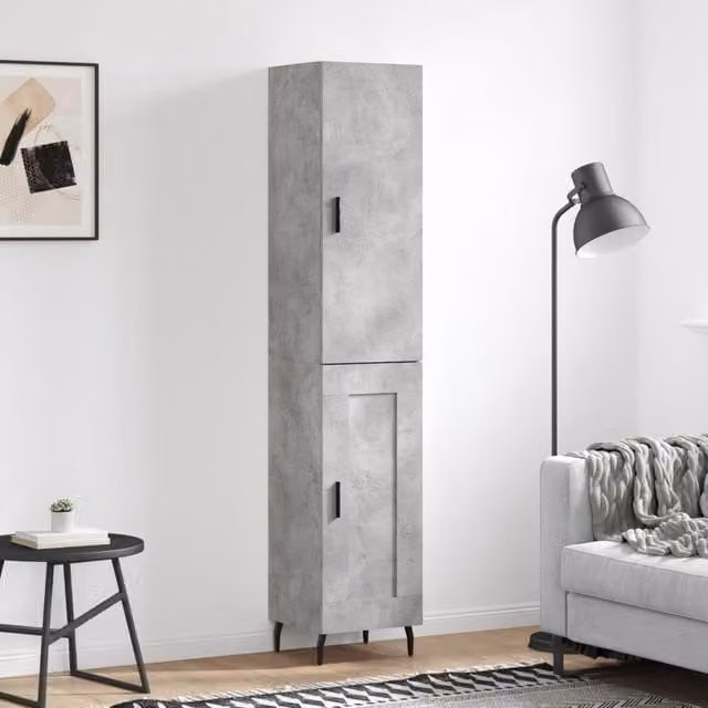 Berkfield Home Highboard in Concrete Grey, W/D/H: 34.5 x 34 x 180 cm – 1