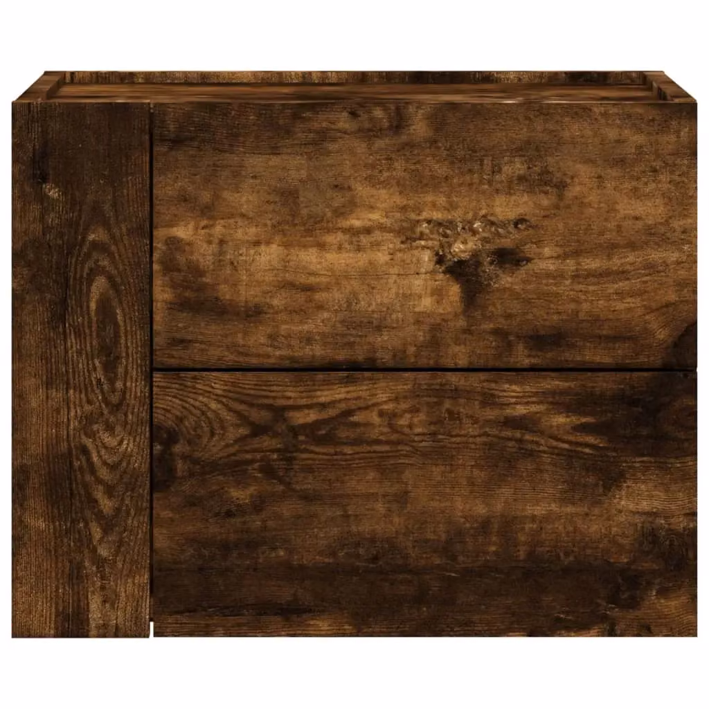 Berkfield Home Wall-mounted Bedside Cabinets, 2 Pack, Smoked Oak, Brown, W: 45 cm, D: 30 cm, H: 35 cm – 3