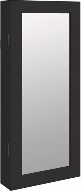 Berkfield Home Wall Mounted Mirror Jewellery Cabinet in Black, W/D/H: 30 x 8.5 x 67 cm – 1