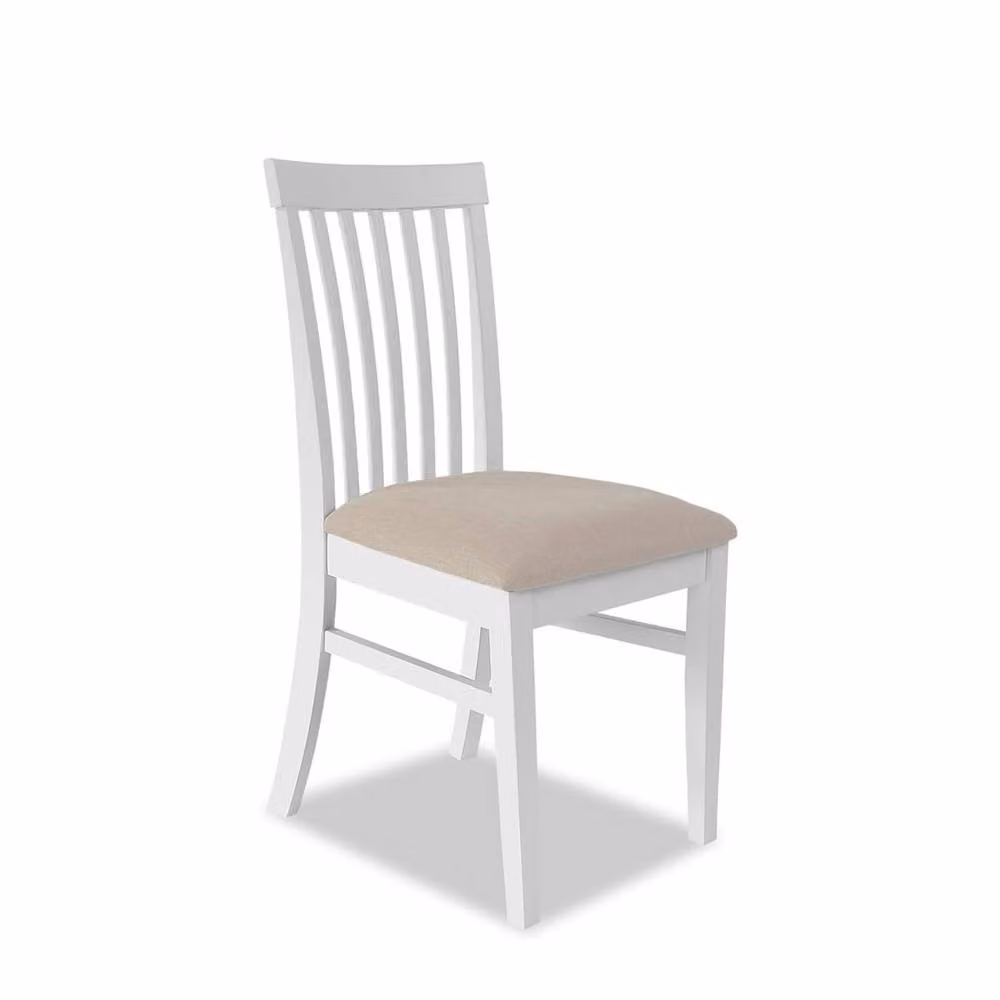 Statement Furniture Florence White Wooden Dining Chair with Upholstered High Back, W: 45 cm, D: 53 cm, H: 94 cm – 2