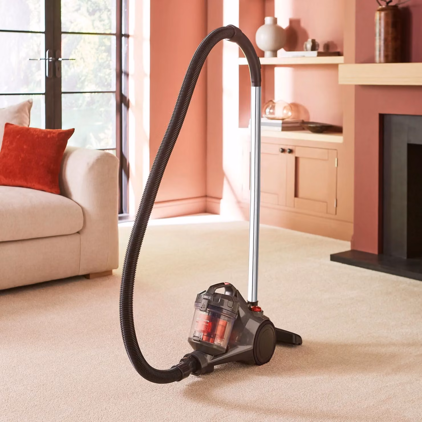 Morphy Richards PowerSphere Cylinder Vacuum, 2L, Grey and Red, Bagless with HEPA Filter and Turbo Brush – 2