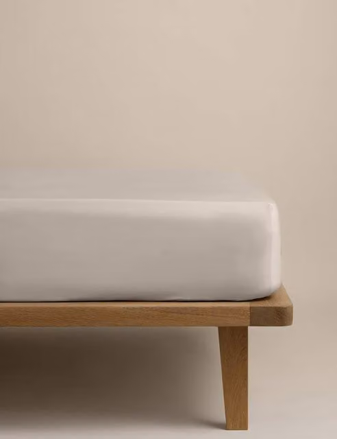 M&S Egyptian Cotton 400 Thread Count Percale Deep Fitted Sheet, Beige, W: 180 cm x L: 200 cm
