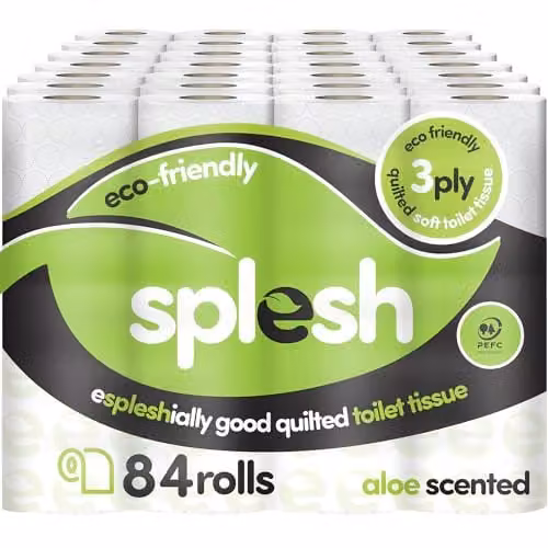 Cusheen Splesh Aloe Vera Scented Toilet Roll 84 Pack, Soft 3 Ply Quilted White Bathroom Tissue – 1