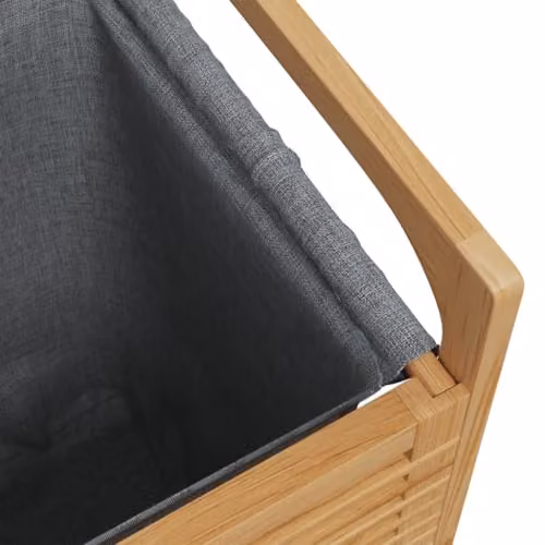 vidaXL Bamboo Laundry Basket with Grey Removable Bag and Lid, W/D/H: 32 x 30 x 36.5 cm – 4
