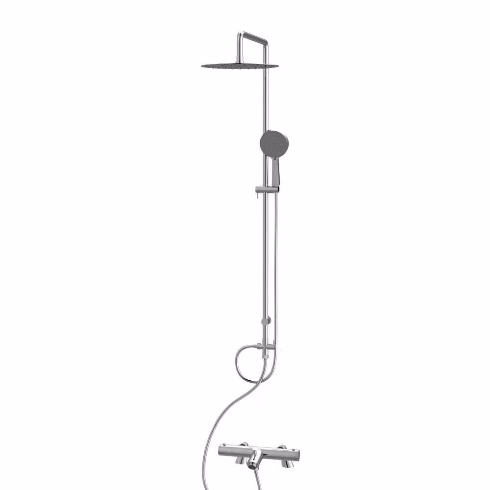 Nes Home Chrome Overhead and Hand Shower Kit with Thermostatic Mixer and Filler Valve, Silver, W: 200 mm, H: 1500 mm – 2
