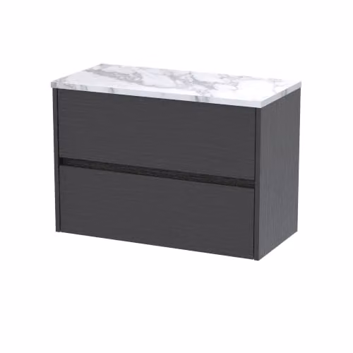 Balterley Handleless Wall Hung Bathroom Vanity Unit with Worktop, Graphite Grey, W/D/H: 80.5 x 39.0 x 56.1 cm – 2