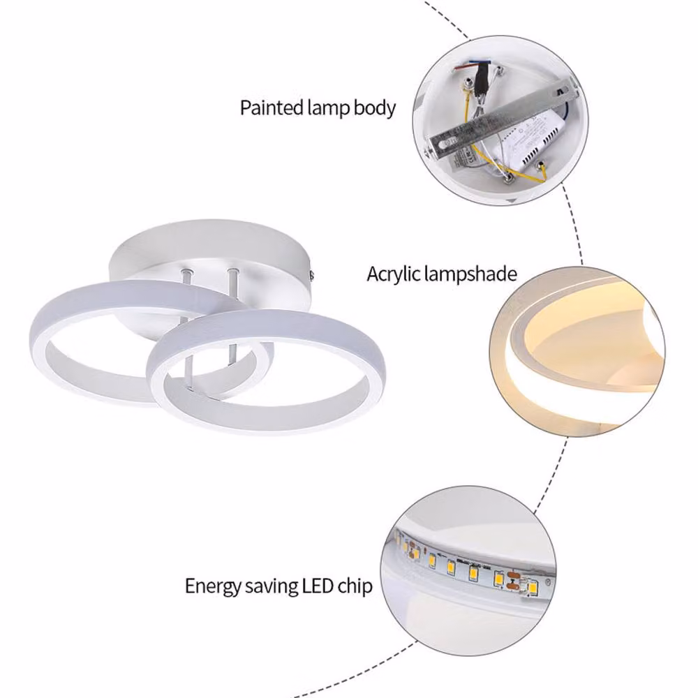 COMELY 22W LED Ring Ceiling Light in White with Warm White 3000K Illumination – 3