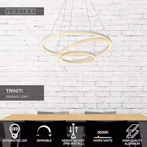 Lucide Triniti Modern LED Pendant Light, White, Diameter: 80 cm – 2