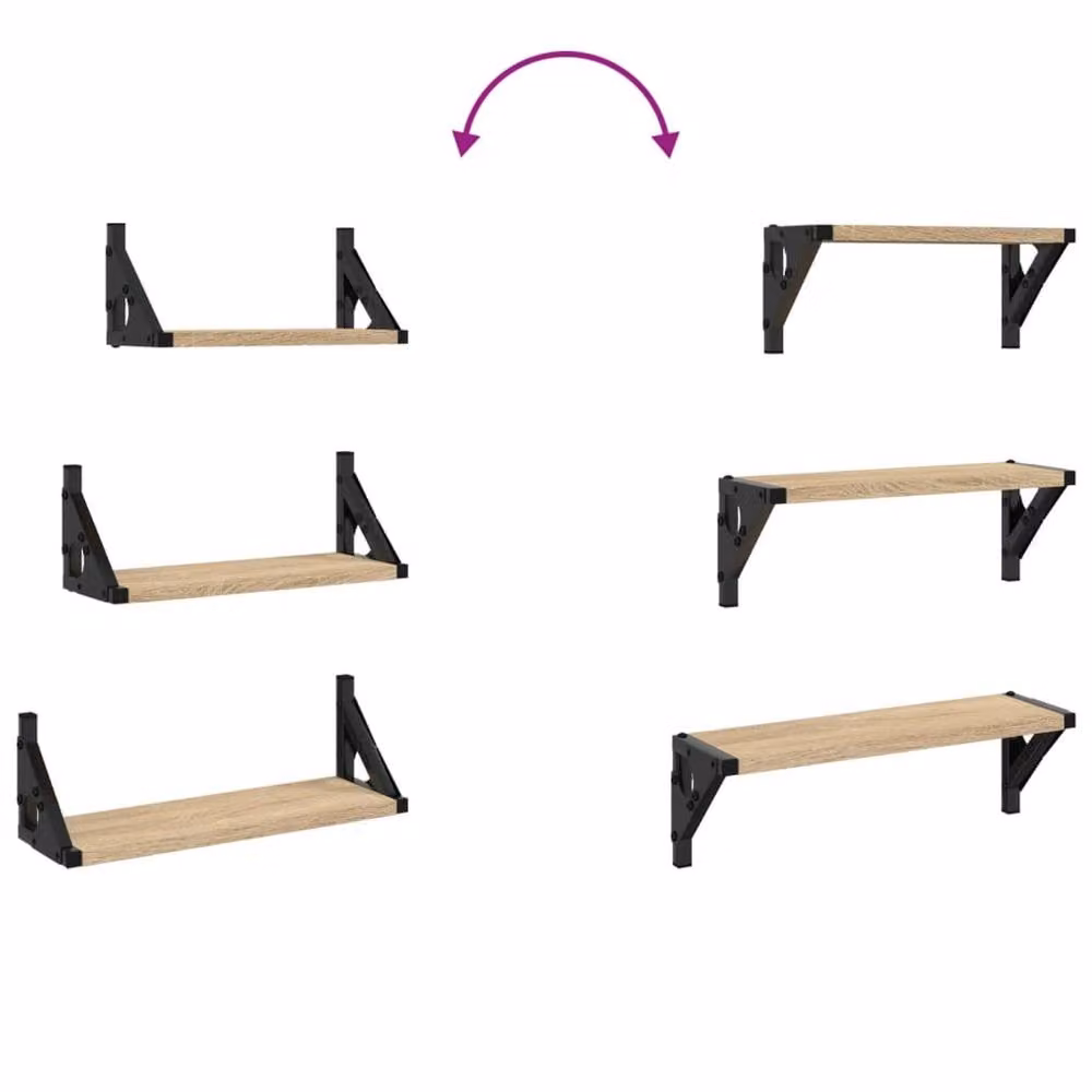 Berkfield Home 3 Piece Decorative Wall Shelf Set in Sonoma Oak Light Brown – 3